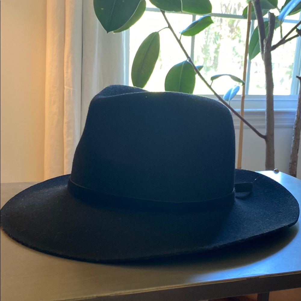 Lack of Color Black Wool Hat with Velvet Bow Large 59 cm